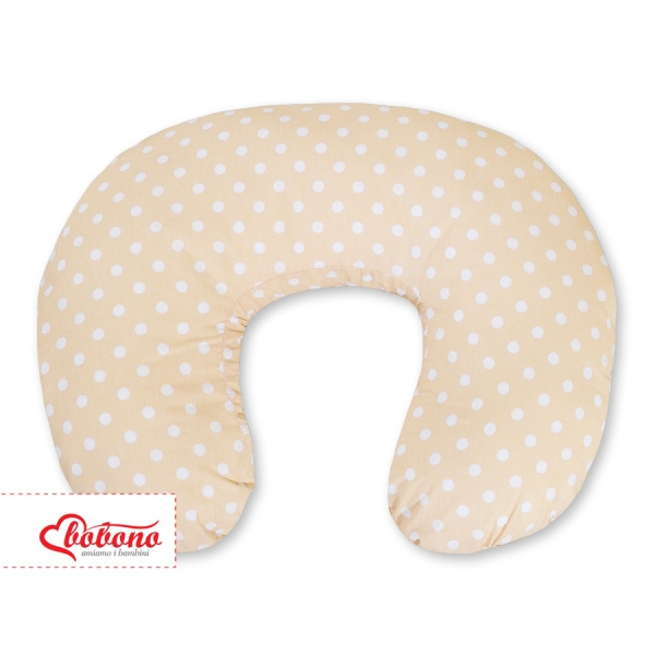 Federa per Cuscino per Allattamento Beige Pois Bianchi Cuori