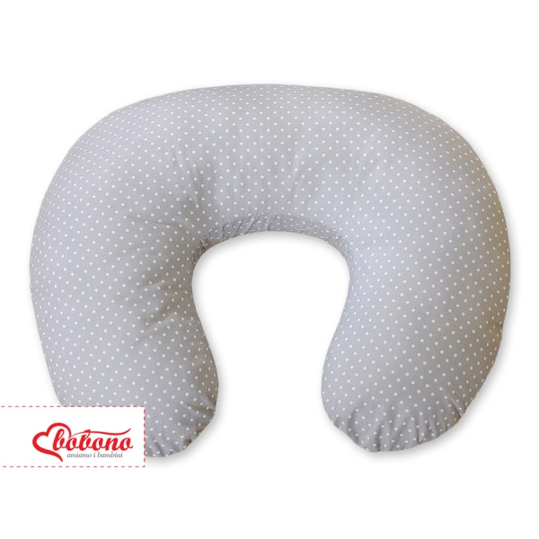 Federa per Cuscino per Allattamento Grigio Pois Bianchi Cuori