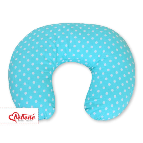 Federa per Cuscino per Allattamento Turchese Pois Bianchi Cuori