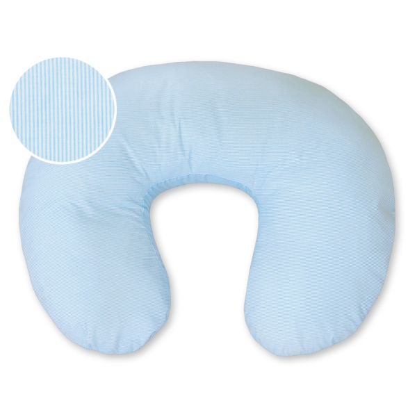Federa per Cuscino da Allattamento Blu a Strisce Cuori