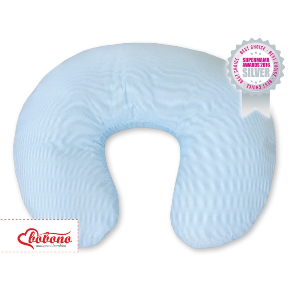 Federa per Cuscino da Allattamento Blu a Strisce Cuori