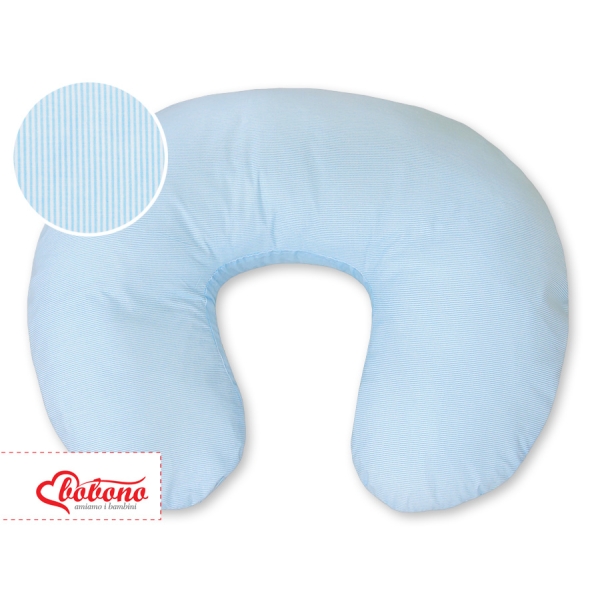 Federa per Cuscino da Allattamento Blu a Strisce Cuori