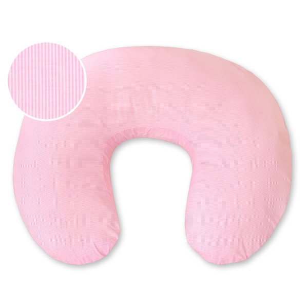 Federa per Cuscino da Allattamento Rosa a Strisce Cuori