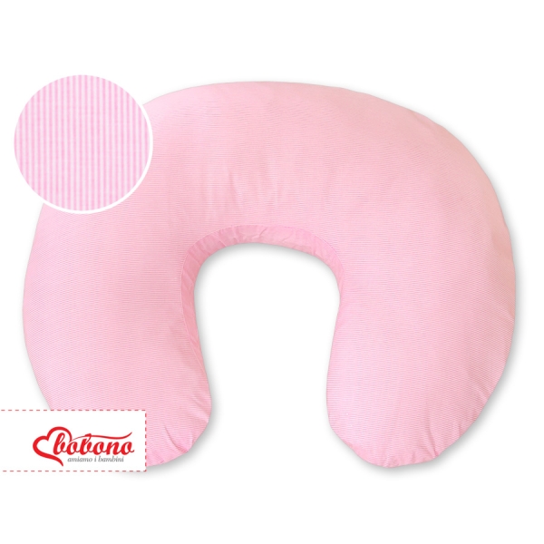 Federa per Cuscino da Allattamento Rosa a Strisce Cuori