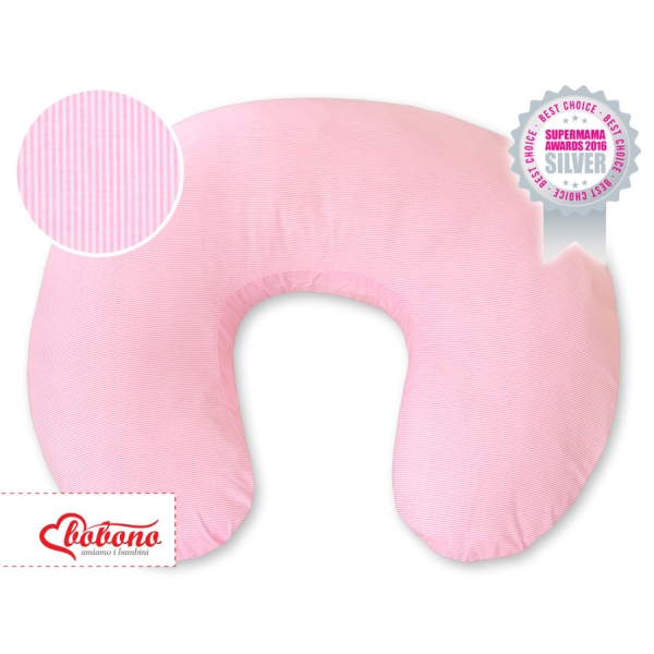 Federa per Cuscino da Allattamento Rosa a Strisce Cuori