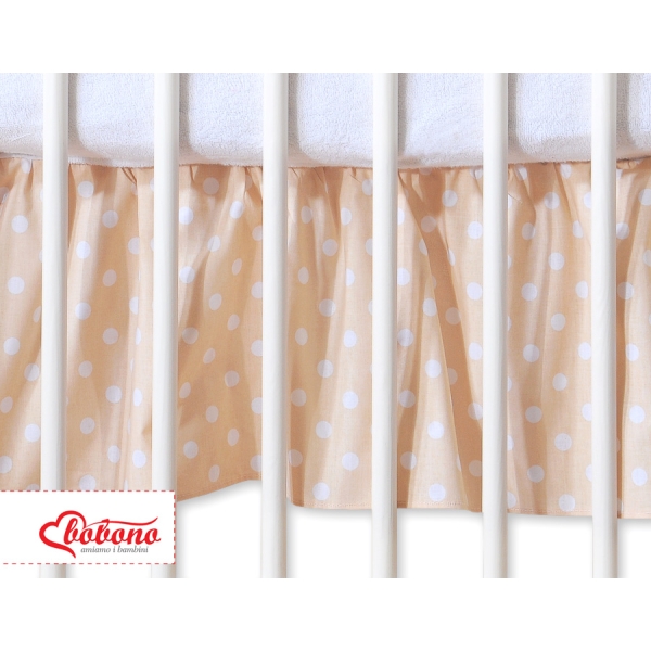 Gonna perLettino e Culla 140x70cm Beige Pois Bianchi Cuori
