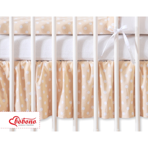 Gonna perLettino e Culla 140x70cm Beige Pois Bianchi Cuori