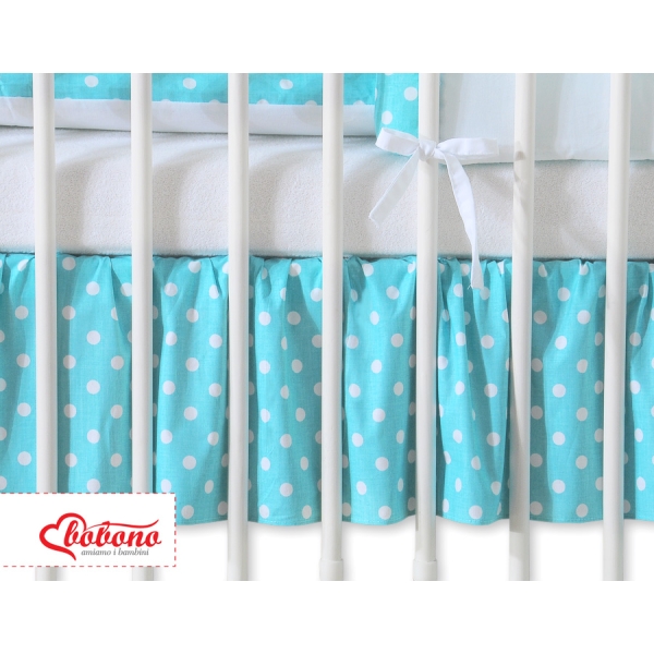 Gonna Para Lettino e Culla 60x120cm Turchese Pois Bianchi Cuori