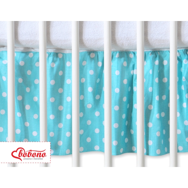 Gonna Para Lettino e Culla 60x120cm Turchese Pois Bianchi Cuori