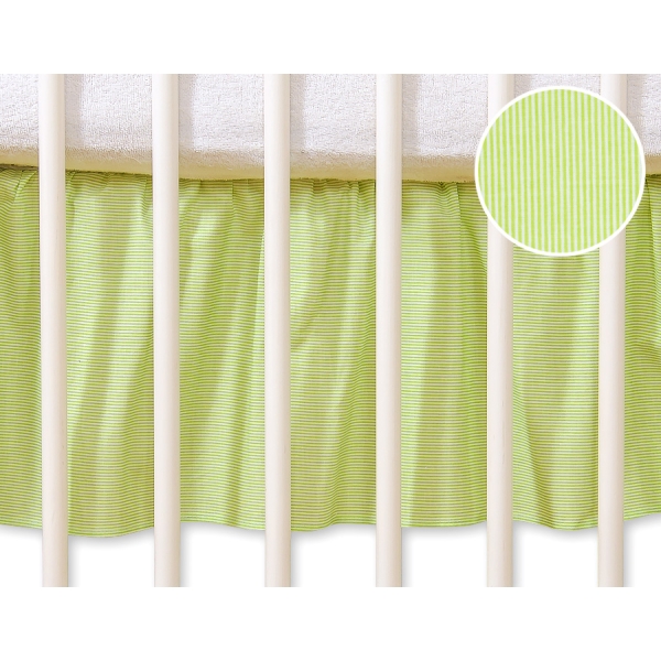 Gonna Para Lettino e Culla 60x120cm Verde a Strisce Cuori