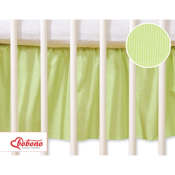 Gonna Para Lettino e Culla 60x120cm Verde a Strisce Cuori