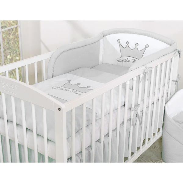 Lenzuola Lettino Neonato 2 parti Grigio Little Prince/Princess