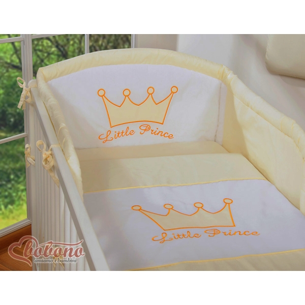 Lenzuola per Lettino Neonato 2 parti Creme Little Prince/Princess