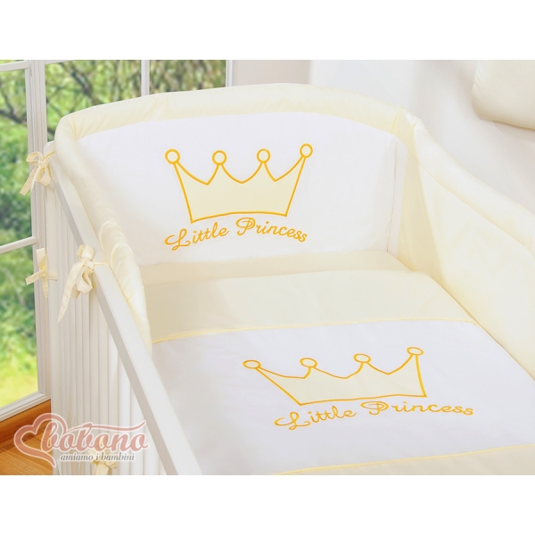 Lenzuola per Lettino Neonato 2 parti Creme Little Prince/Princess