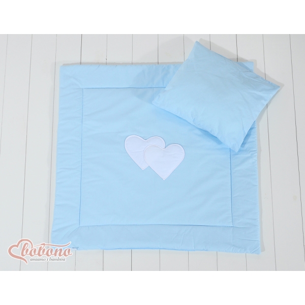 Lenzuolino Carrozzina 2 parti Blu Cuori