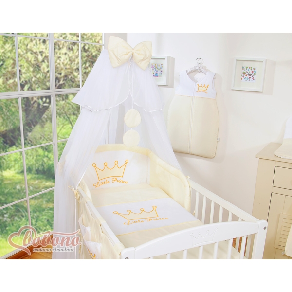 Lenzuolo Culla con Zanzariera 7 parti Creme Little Prince/Princess