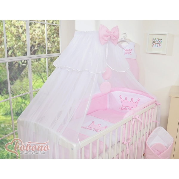 Lenzuolo da Lettino con Paracolpi e Zanzariera 5 parti Rosa Little Prince/Princess
