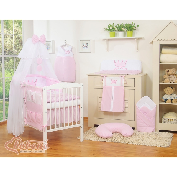 Lenzuolo da Lettino con Paracolpi e Zanzariera 5 parti Rosa Little Prince/Princess