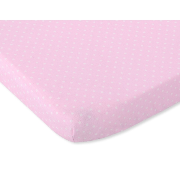 Lenzuolo di Cotone 120x60cm per Lettino Rosa Pois Bianchi