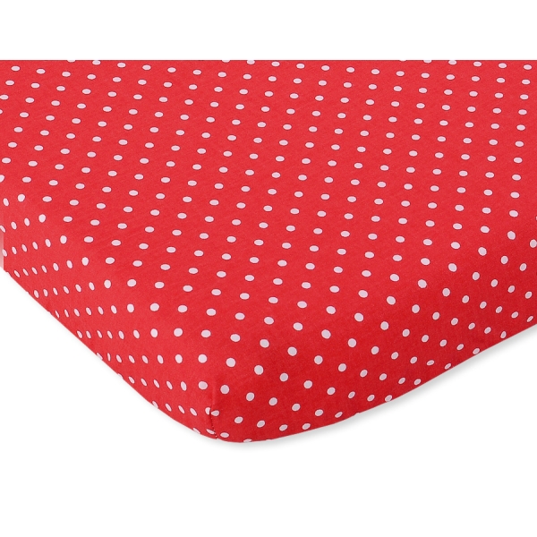 Lenzuolo in Cotone 60x120cm per Lettino Rosso Pois Bianchi
