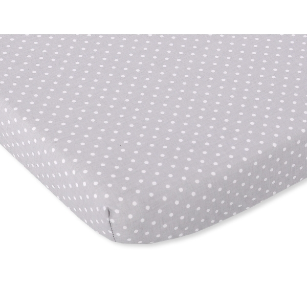 Lenzuolo in Cotone per Lettino 120x60cm Grigio Pois Bianchi