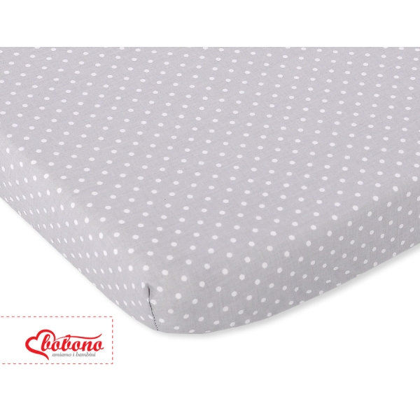 Lenzuolo in Cotone per Lettino 120x60cm Grigio Pois Bianchi
