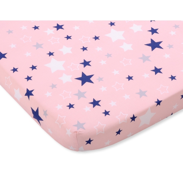 Lenzuolo in Cotone per Lettino 140x70cm Blu Rosa