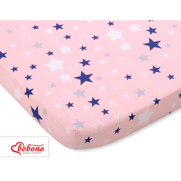 Lenzuolo in Cotone per Lettino 140x70cm Blu Rosa
