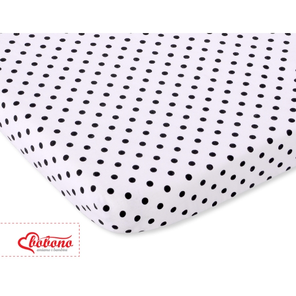 Lenzuolo Lettino Cotone Nero Pois Bianchi