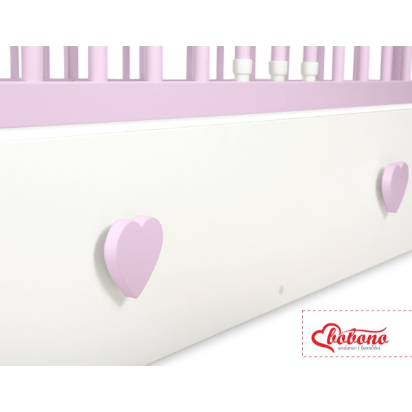 Lettino 60x120cm con Cassetto Maxi Cuori