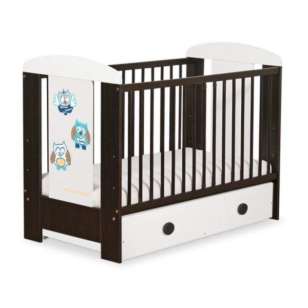 Lettino 60x120cm con Cassetto Maxi Gufi