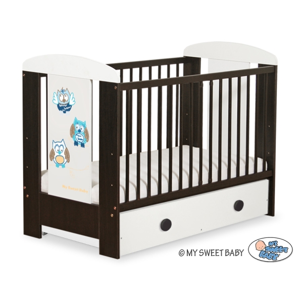 Lettino 60x120cm con Cassetto Maxi Gufi