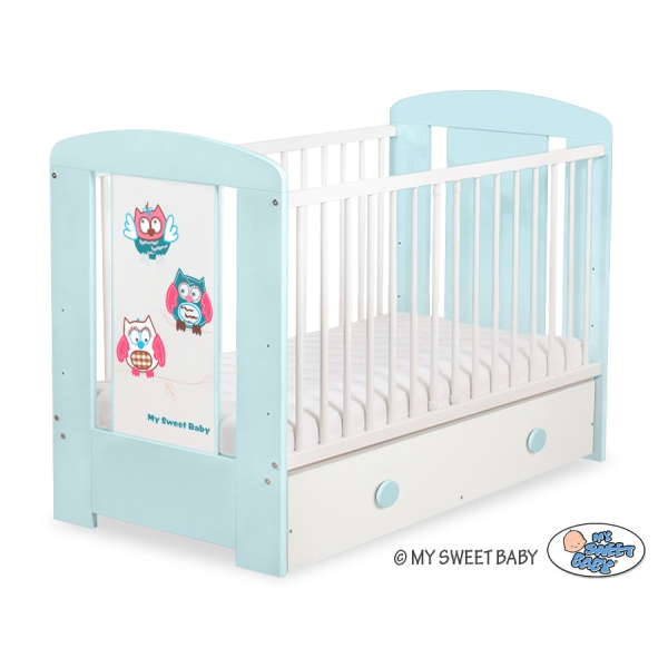 Lettino 60x120cm con Cassetto Maxi Gufi
