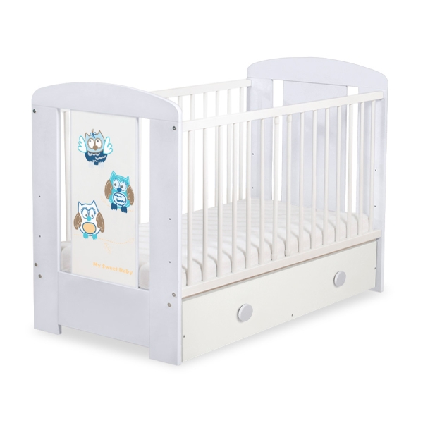 Lettino 60x120cm con Cassetto Maxi Gufi