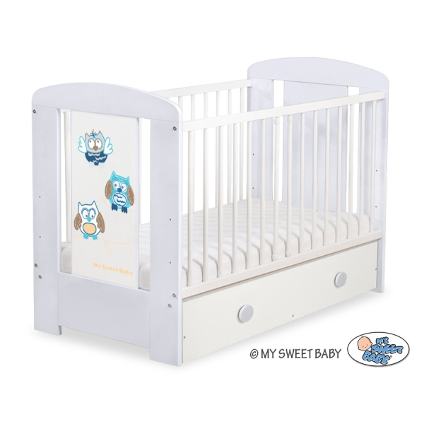 Lettino 60x120cm con Cassetto Maxi Gufi