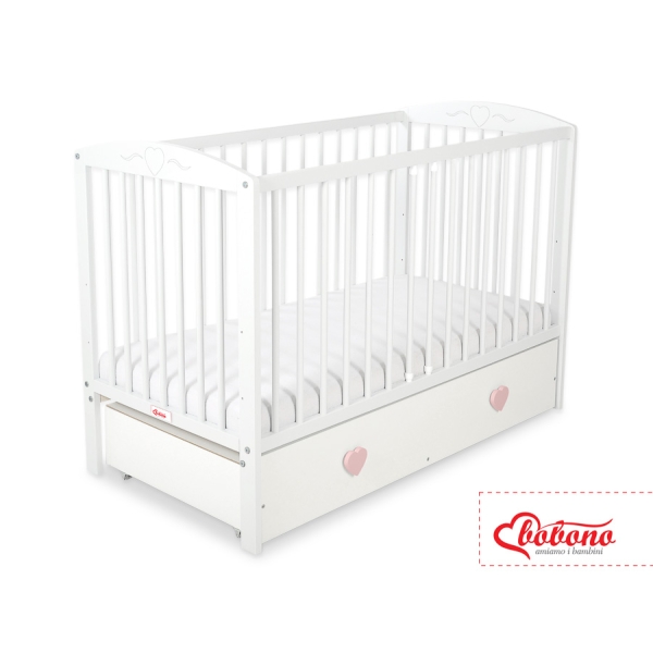Lettino 60x120cm con Cassetto MAXI Maxi Cuori