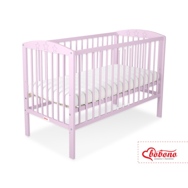 Lettino con sbarre60x120cm Rosa Stelle