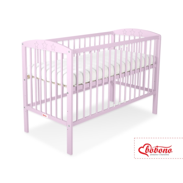 Lettino con sbarre60x120cm Rosa Stelle