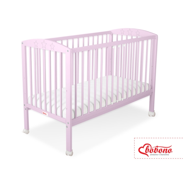 Lettino con sbarre60x120cm Rosa Stelle