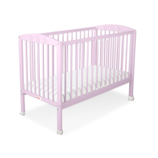 Lettino con sbarre60x120cm Rosa Stelle
