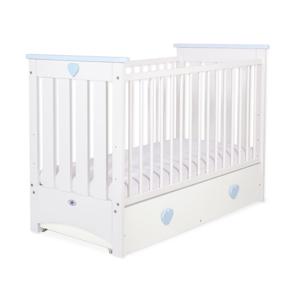 Lettino con Cassetto in Legno 120x60cm - Lorenzo Maxi Bianca Blu