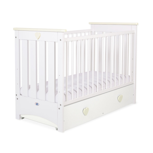 Lettino con Cassetto in Legno 120x60cm - Lorenzo Maxi Creme Bianca