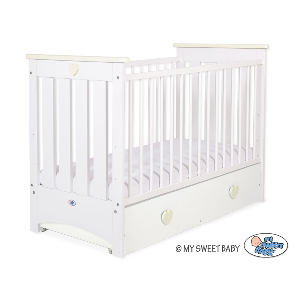 Lettino con Cassetto in Legno 120x60cm - Lorenzo Maxi Creme Bianca