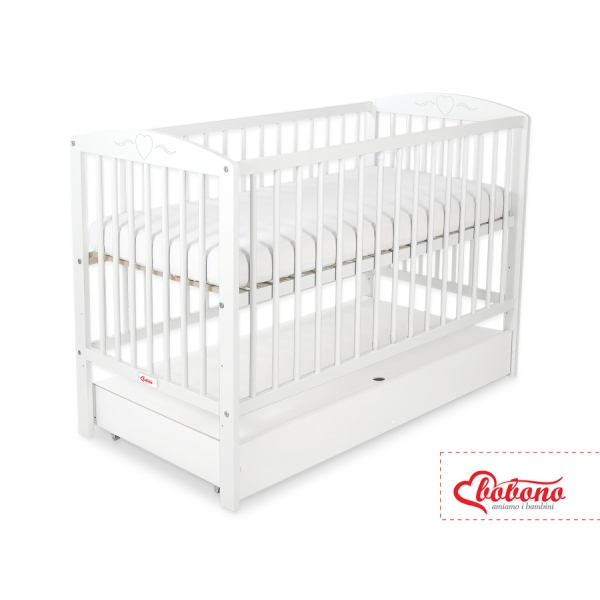 Lettino con Cassetto in Legno 120x60cm Standard Cuori