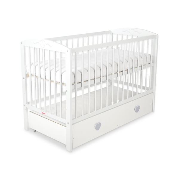 Lettino con Cassetto per Neonato 120x60cm Maxi Cuori
