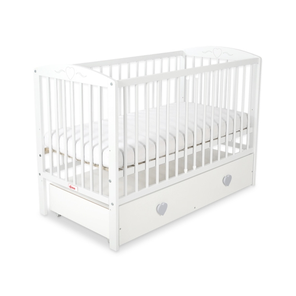 Lettino con Cassetto per Neonato 120x60cm Maxi Cuori