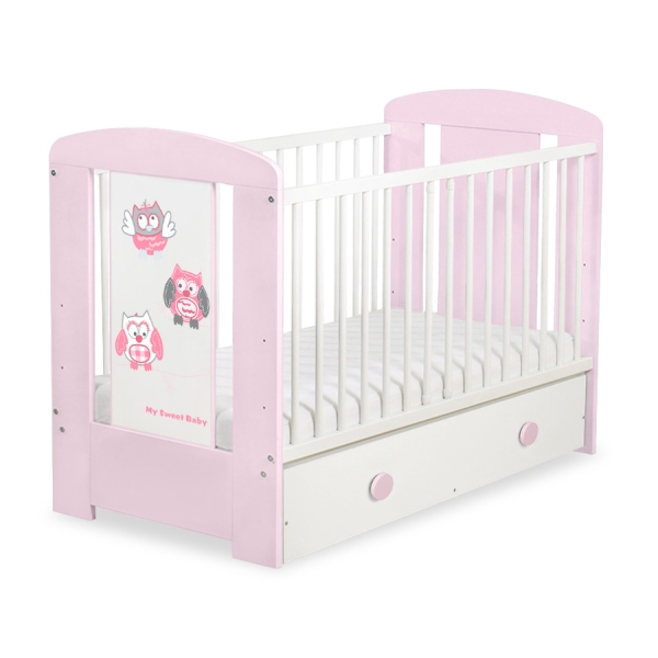 Lettino in Legno 120x60cm con Cassetto Maxi Gufi