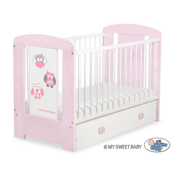 Lettino in Legno 120x60cm con Cassetto Maxi Gufi