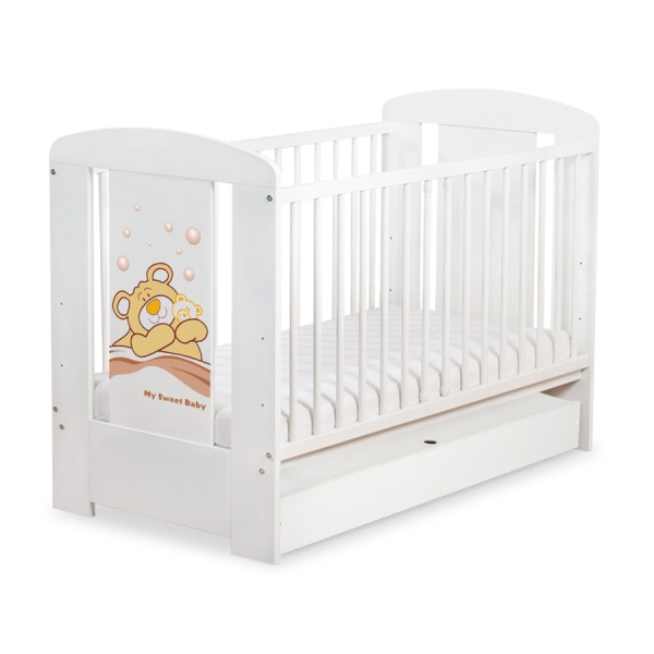 Lettino in Legno 120x60cm con Cassetto Standard Barnaba