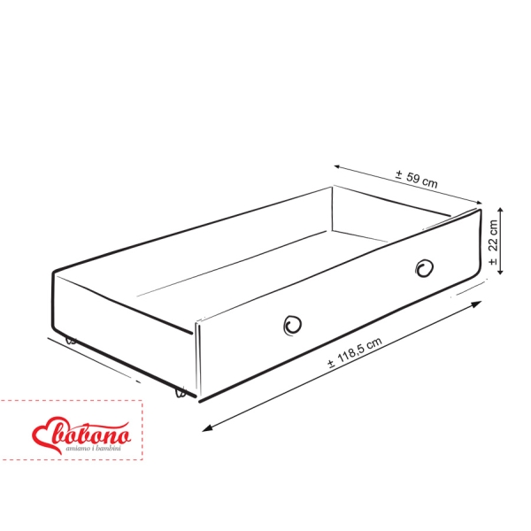 Lettino in Legno 120x60cm con Cassetto Maxi